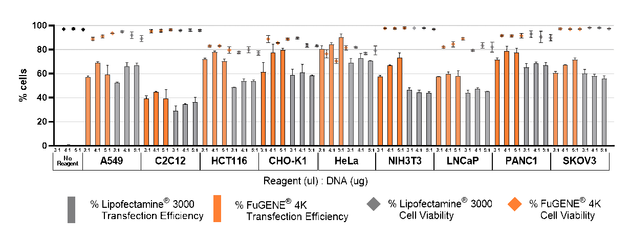FuGENE® 4K相对于Lipofectamine® 3000的优越性能